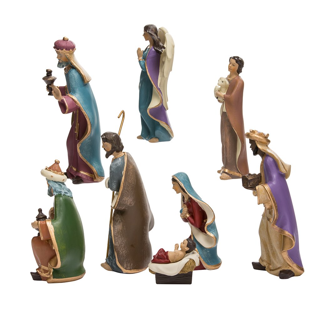 Kurt Adler Resin Nativity Figurine Set, 6.25-Inch, Set Of 8