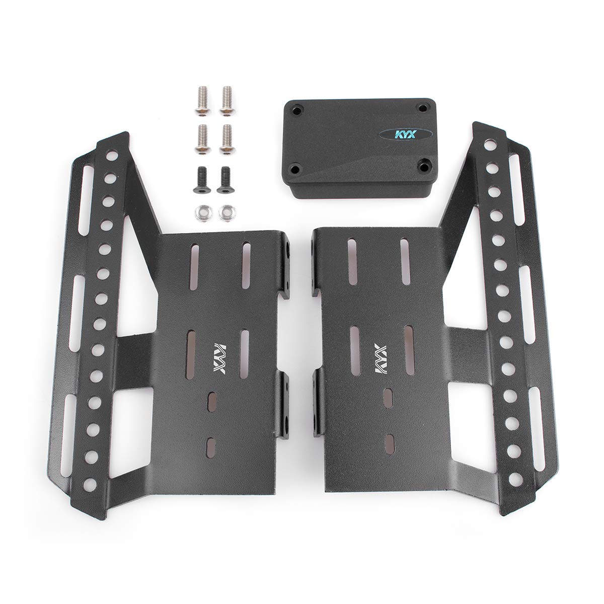 KYX Racing Metal Side Step Running Boards Foot-Plate w/Receiver Box for RC Car Axial SCX10 II 90046 90047 313mm Cherokee Body