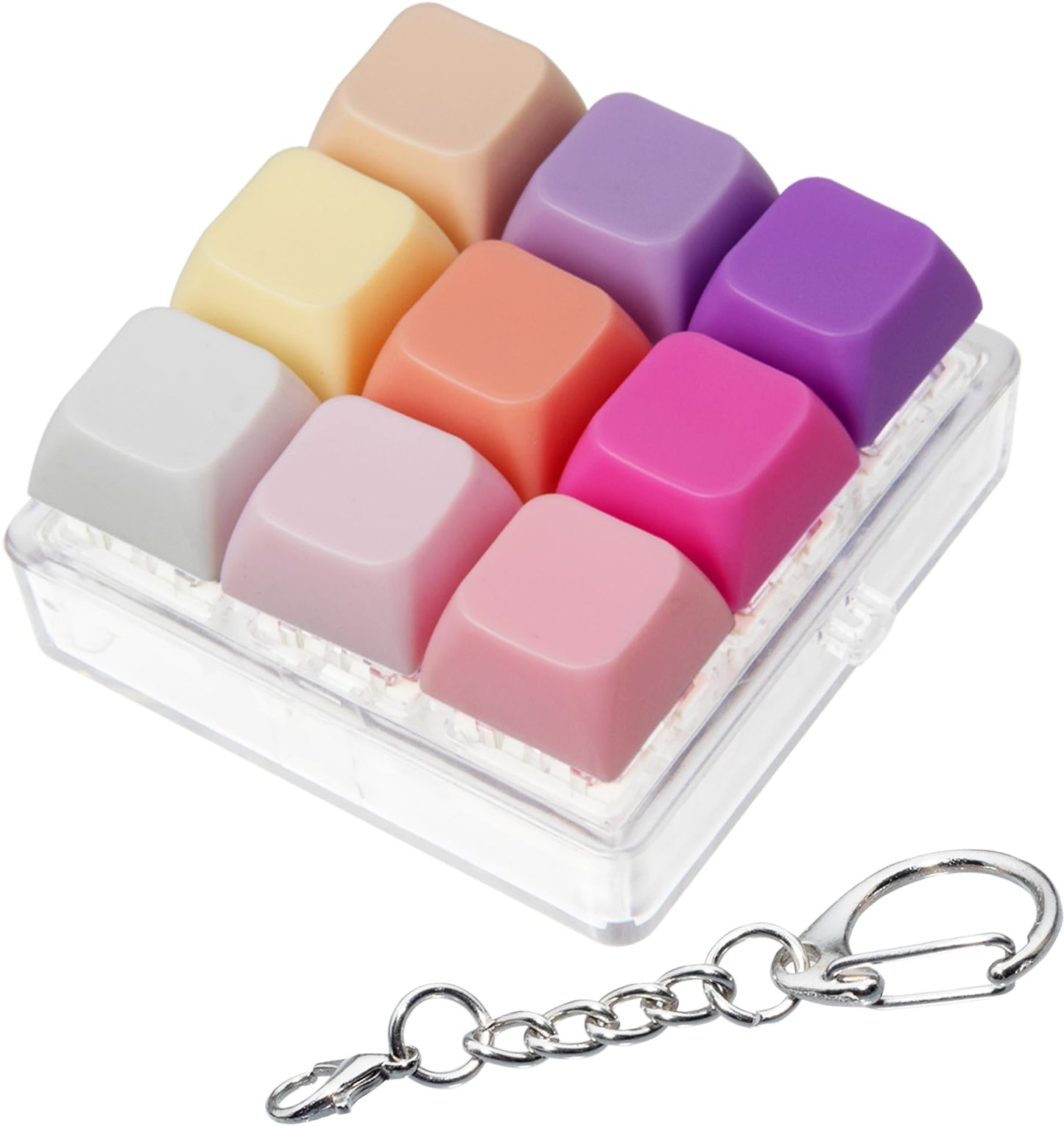 Keyboard Fidget Toy, Keyboard Fidget Keychain 9-in-1 Keyboard Decompression Button Finger Clicker Toys Stress Relief Fidget Gift