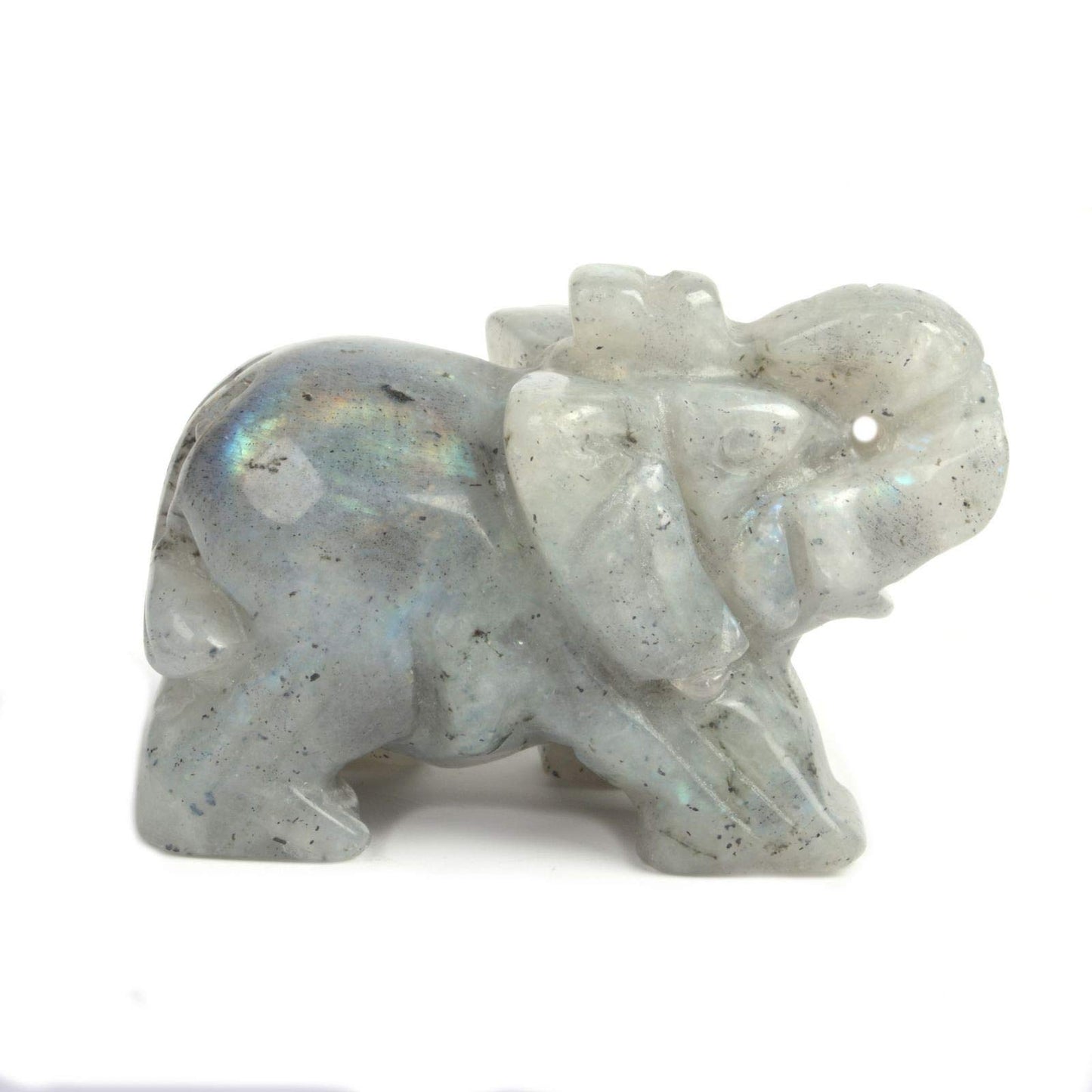 Justinstones Carved Natural Labradorite Gemstone Elephant Healing Guardian Statue Figurine Crafts 2 Inch