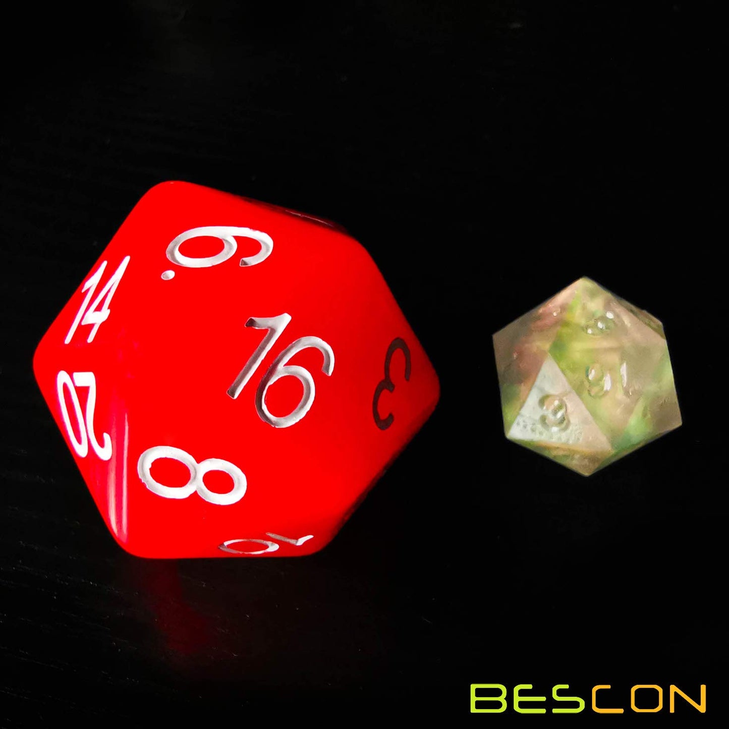 Bescon Jumbo Glowing D20 38MM, Big Size 20 Sides Dice Red Glow in Dark, Big 20 Faces Cube 1.5 inch