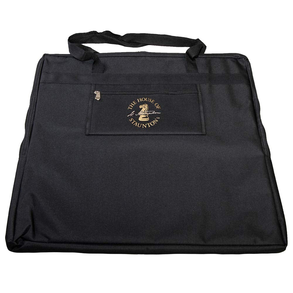 The House of Staunton Standard Chess Board Carrying Bag, Small 20"x20", Black Canvas