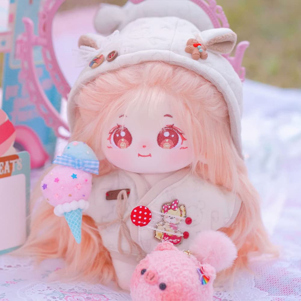 Niannyyhouse 20Cm Plush Doll Long Hair Girl Humanoid Stuffed Body No Attribute 8' Normal Body Dress Up Gifts (A-13-With Skeleton)