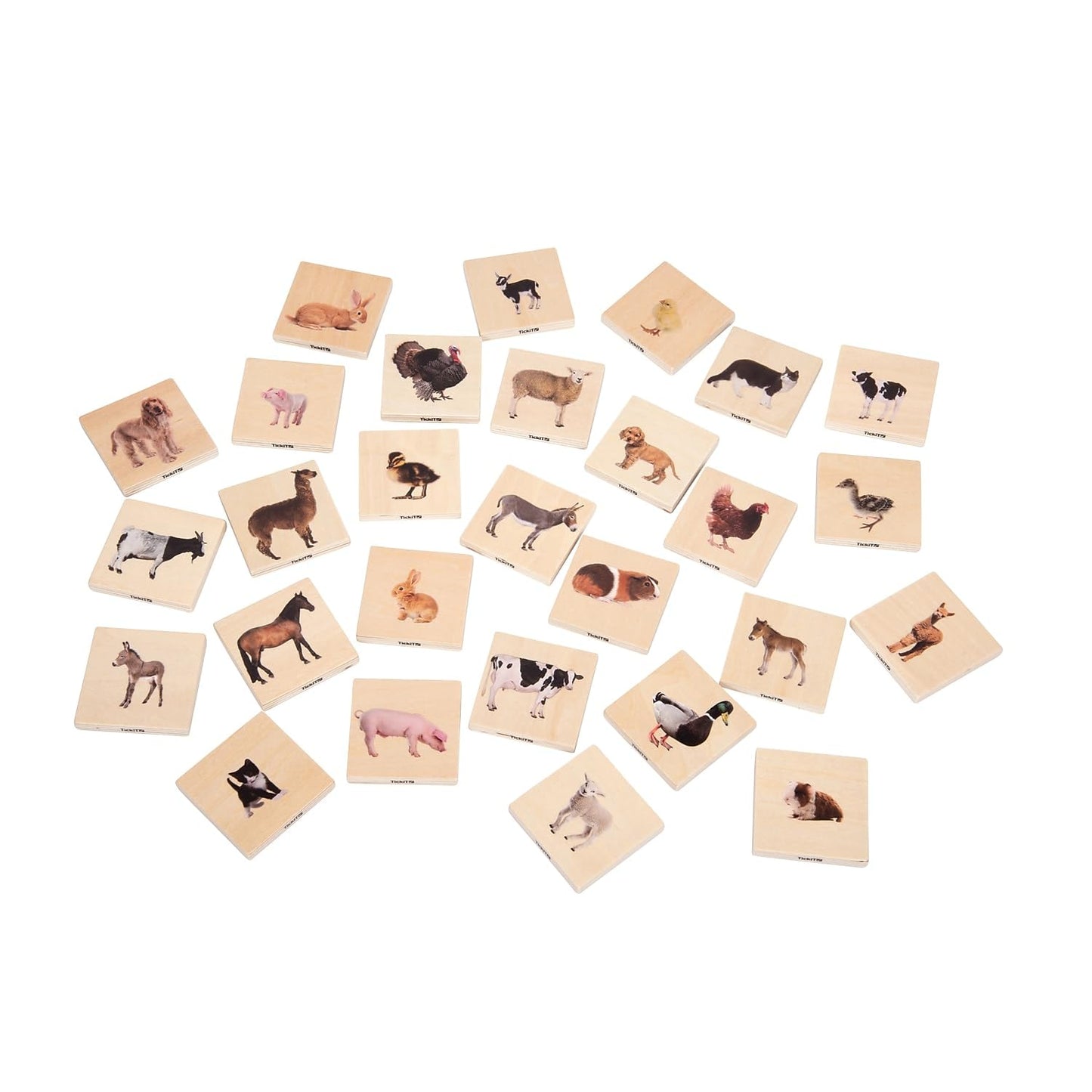 Tickit - 73406 Domestic Animal Family Match - Set Of 28 - Real Pictures - Animal Memory Game With Parents And Babies - Animal Ma