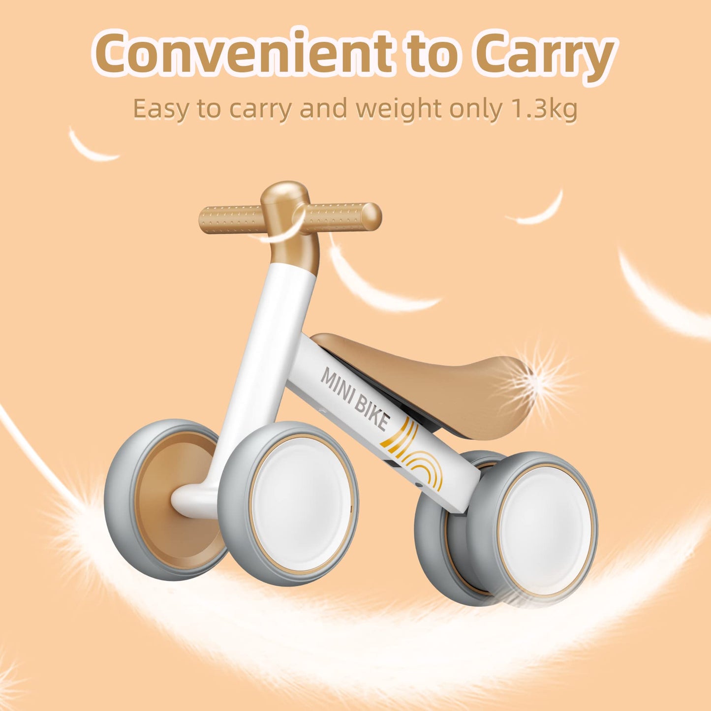 67i Baby Balance Bike for 1 Year Old, Toddler Balance Bike with 4 Wheels for Boys Girls, Baby Toys Gifts for 12-24 Month (White