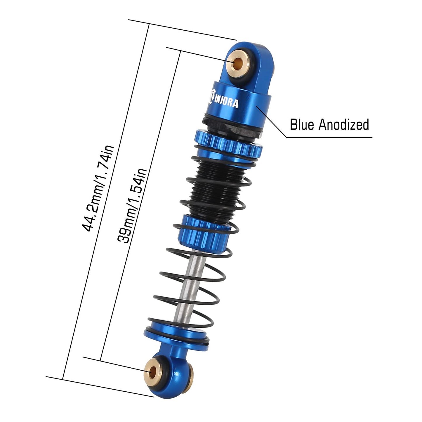INJORA 39mm Shocks- Aluminum Threaded Shock Adjustable Absorber Oil Damper for Axial SCX24 FMS FCX24M 1/24 RC Crawler Car Upgrad