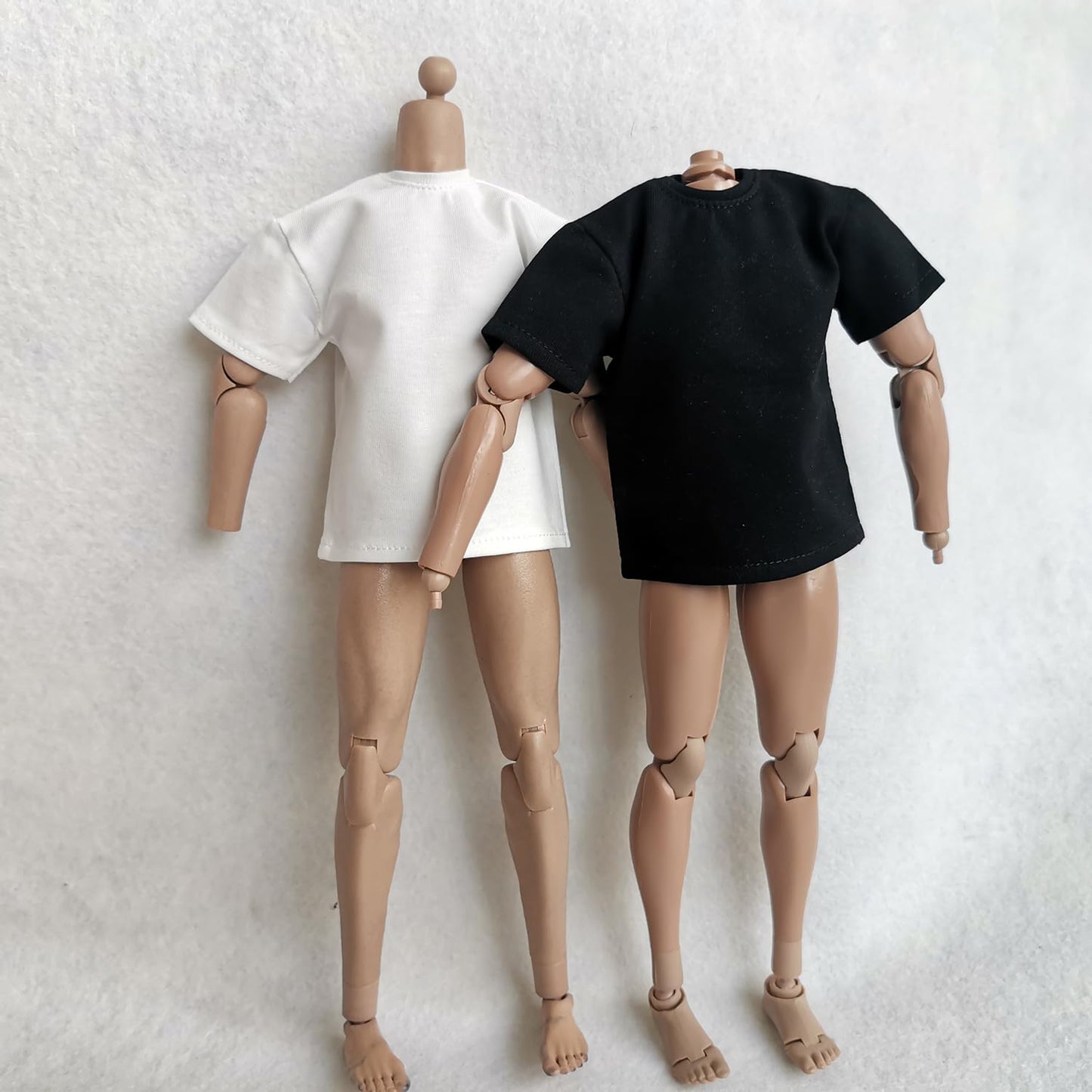 1/6 Custom Scale 2X T-Shirt Clothes for 12'' Male Action Figure Doll Clothes Toy (Black+White)