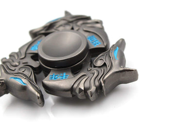 Mtele Fidget Spinner Metal Hand Spinner Edc Adhd Focus Toy Ultra Durable High Speed Anxiety Relief Toy,Black Fox