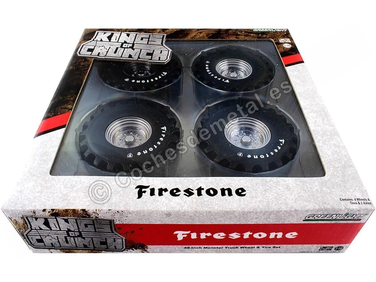 Greenlight 48-Inch Monster Truck Firestone Wheels & Tires 6 Piece Set Kings Of Crunch 1/18