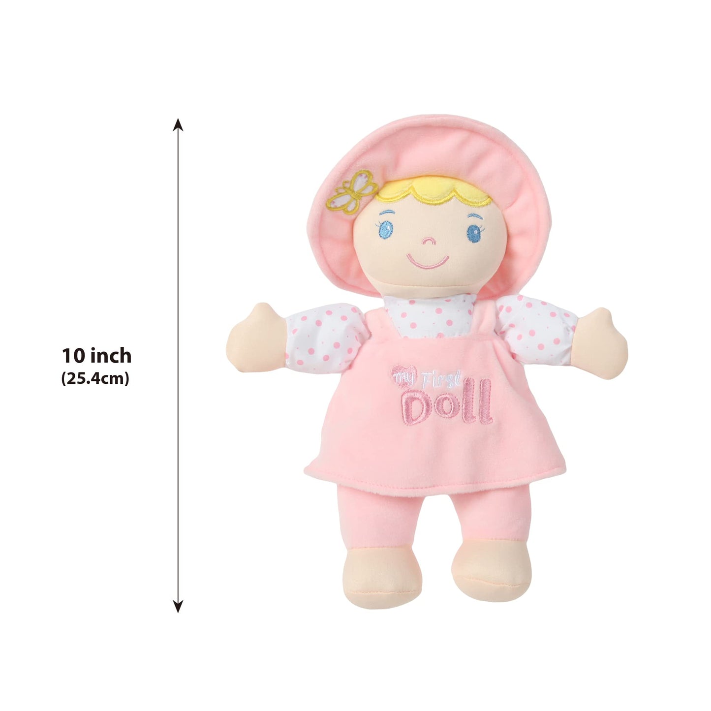 Linzy Plush Soft Plush Baby Doll Blond Hair My First Doll With Hat Safe For All Ages Mi Primera Muñeca Stuffed Plush Doll 10''