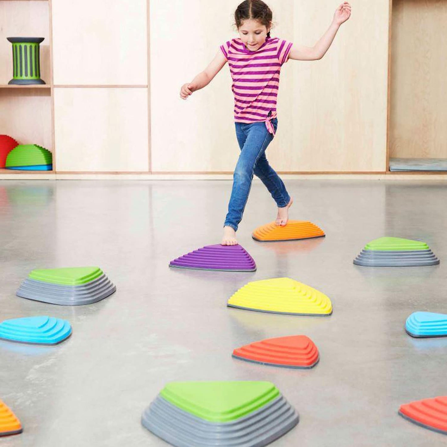 Gonge Bouncing River Stepping Stone - Motor Skills Activity For Toddlers And Kids. Non-Slip Rubber Edges For Safe Active Play Wi