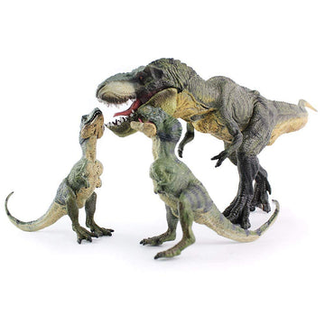 Gemini&Genius 3-Piece Dinosaur Set With T-Rex & Cubs, Action Figures, Moveable Jaw, Cake Topper, Party Gift For Kids 3-12 Years Old