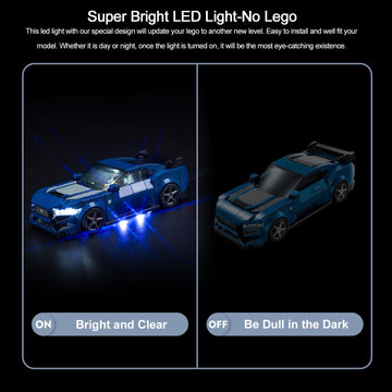 Brickbling Led Lighting Only, Compatible With Lego Speed Champions Ford Mustang Dark Horse Sports Car; Creative Light Kit Compatible With Lego Ford Mustang; Light Up 76920-Not Come With Model