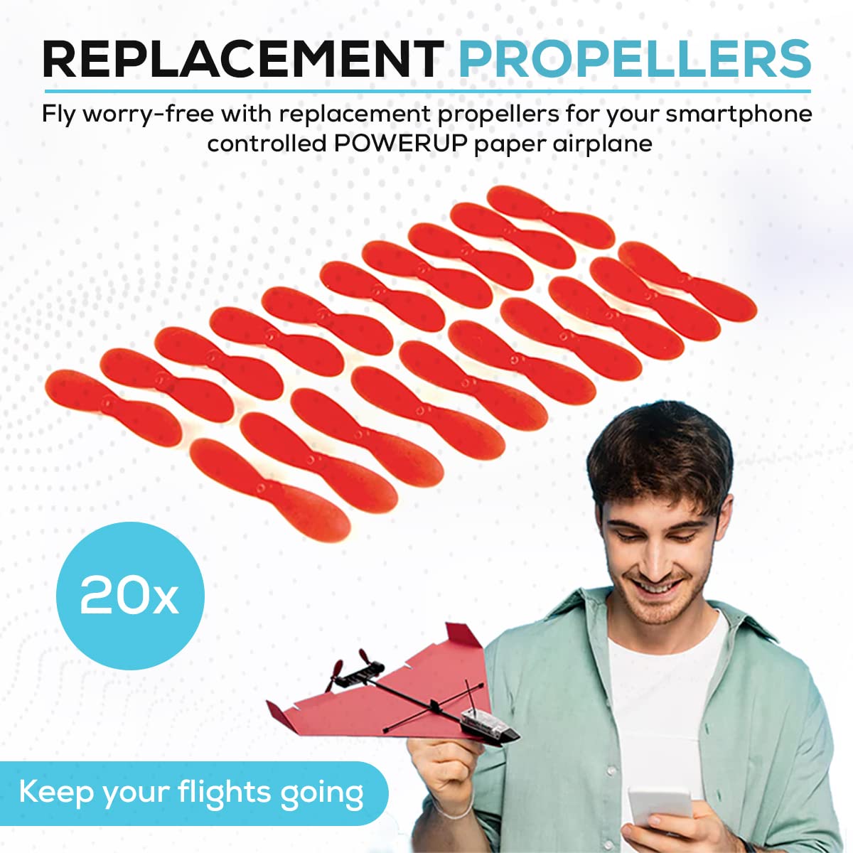 POWERUP Propeller Kit - Official Set of 20 Spare Propellers for POWERUP 4.0 10L and 10R Propellers to Replace and Fix Damaged Co
