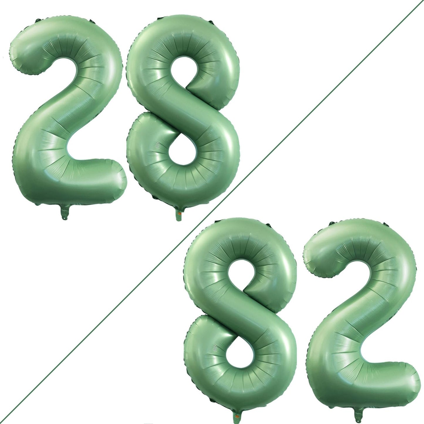 Goer Number 28 Balloons For 28Th Birthday Party Decorations,42 Inch Jumbo Foil Helium 82 Balloons For 82Nd Birthday 2028 New Year Eve Graduation Party Decoration (Sage Green)