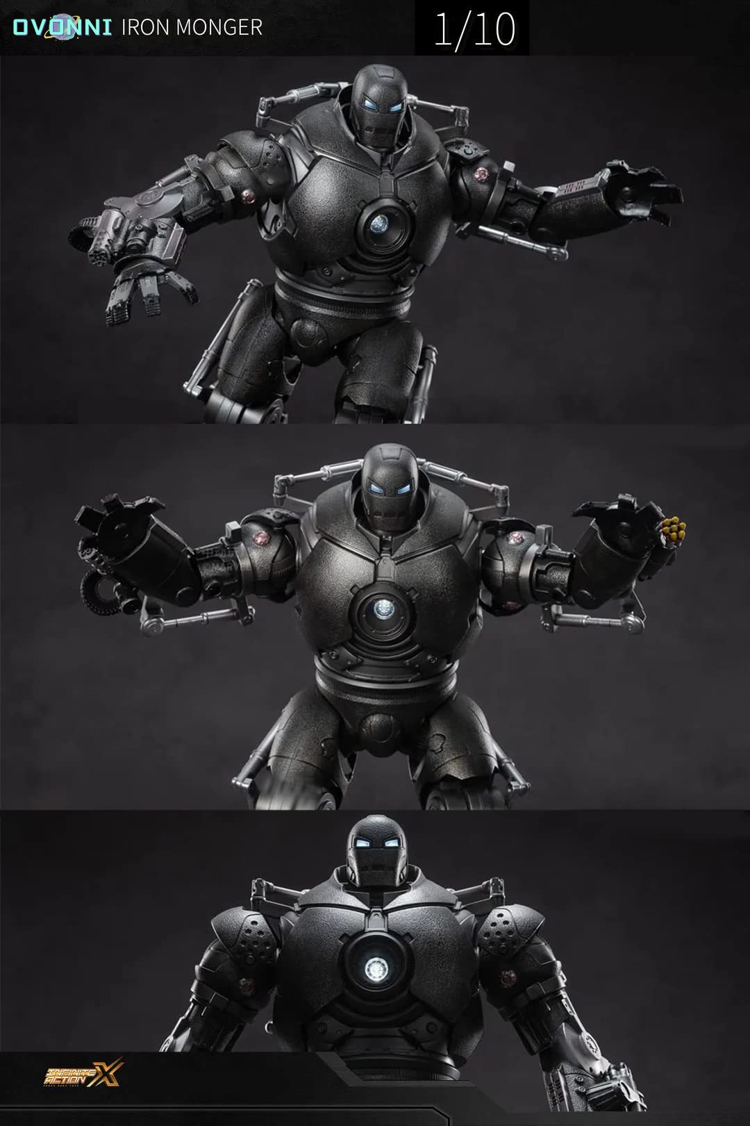 Ovonni 9 Inch Led Iron Monger Toy,Exquisite Painting 20 Joints Movable Collectible Action Figure,Light With Chest And Eyes