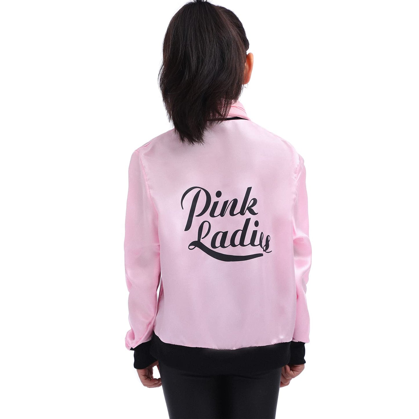 Rabtero Kids 1950S Costumes, Girls 50S Outfit Grease Costume, Pink Ladies Costume For Girls, Pink Ladies Satin Jacket With Pants, Glasses, Earrings And Scarf, Size 6-8