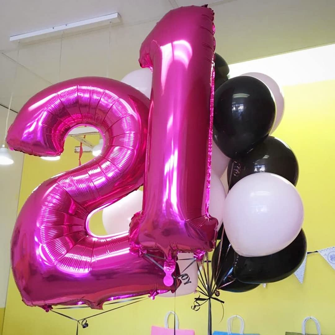 Hot Pink 12 Balloon Numbers,40 Inch 12 Or 21 Birthday Balloon Foil Mylar Number 12 Balloon Large Dark Pink Number Balloons For Birthday Party Anniversary Festival Decorations