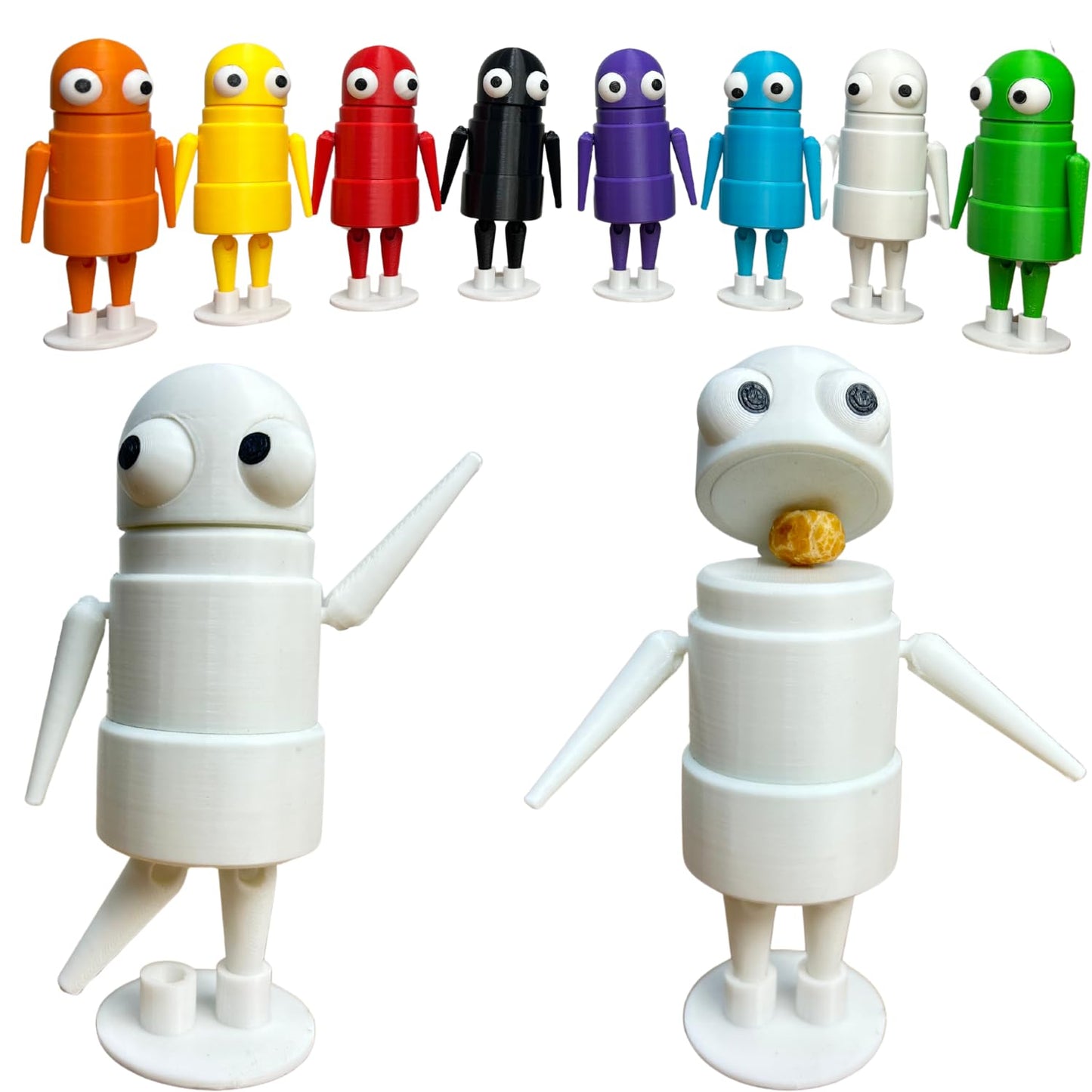 Repo 3D Printed Character Figure, R.E.P.O Horror Game Posable Articulated Collectible Model For Fans Gift (White)