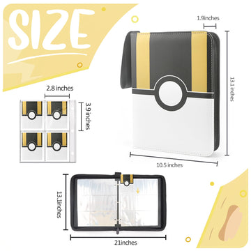 900 - Pockets Trading Card Binder with Removable 50 Sleeves Card Collector Album with Zipper Portable Card Holder Book Fits Sports Card Game Card - Black