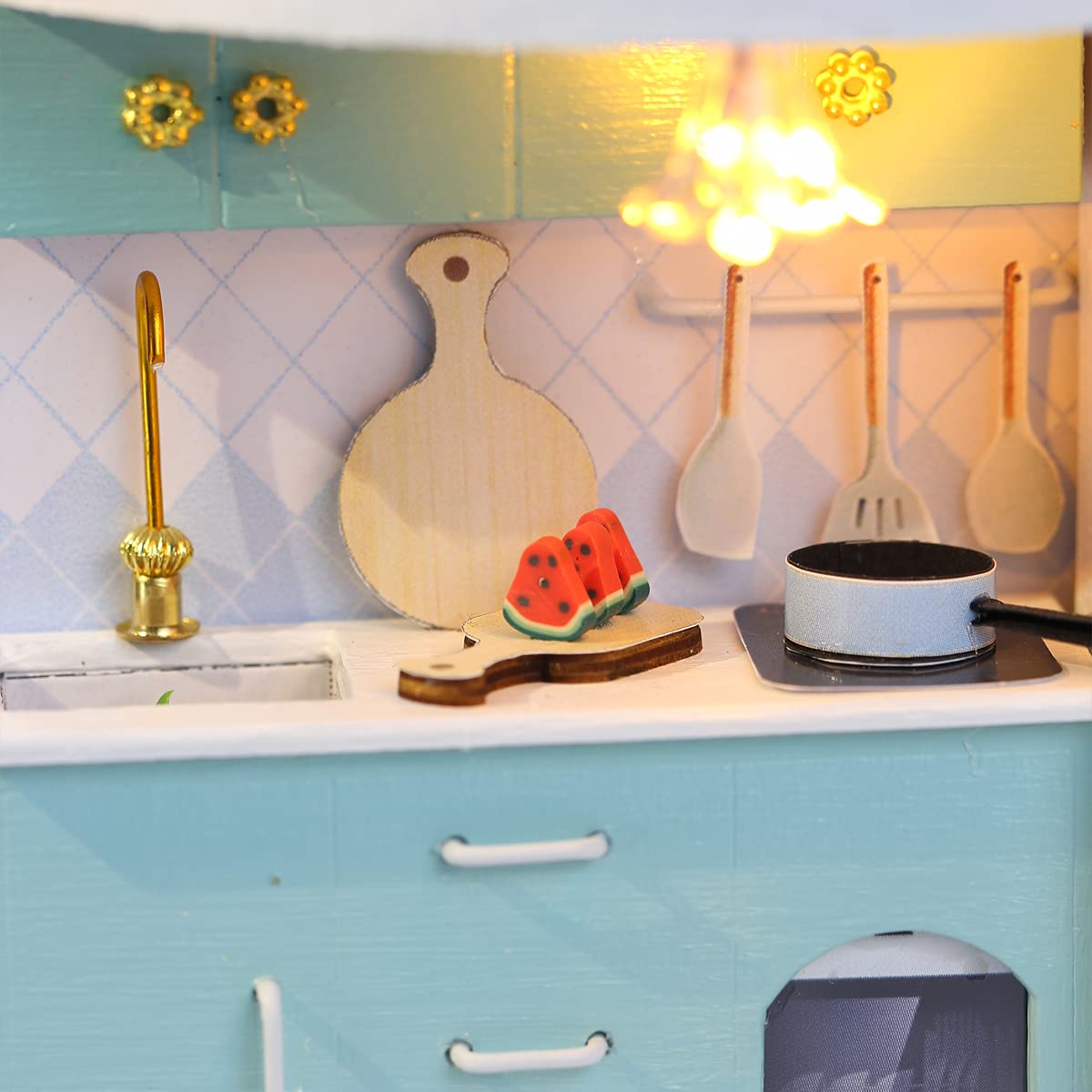 Gudoqi Diy Miniature Dollhouse Kit, Tiny House Kit With Furniture, Miniature House Kit 1:24 Scale, Great Gift For Birthday Easte