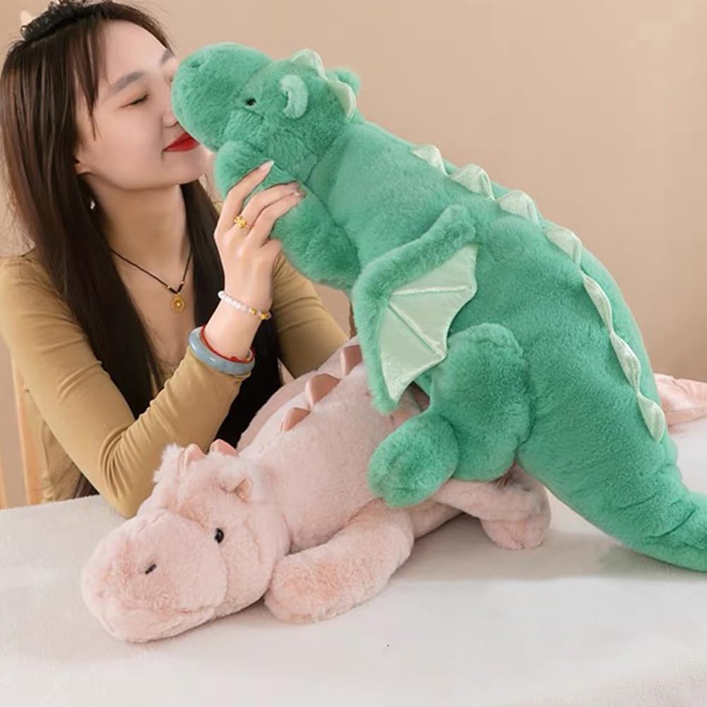 Leahaoe Weighted Stuffed Animals for Kids 27.5'' 2Lbs, Soft and Sturdy Weighted Dragon Plush, Small and Green Dragon Stuffed Ani