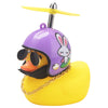 Wonuu Rubber Duck Car Ornaments Yellow Duck Car Dashboard Decorations Cool Glasses Duck With Propeller Helmet (Purple Rabbit-Yel