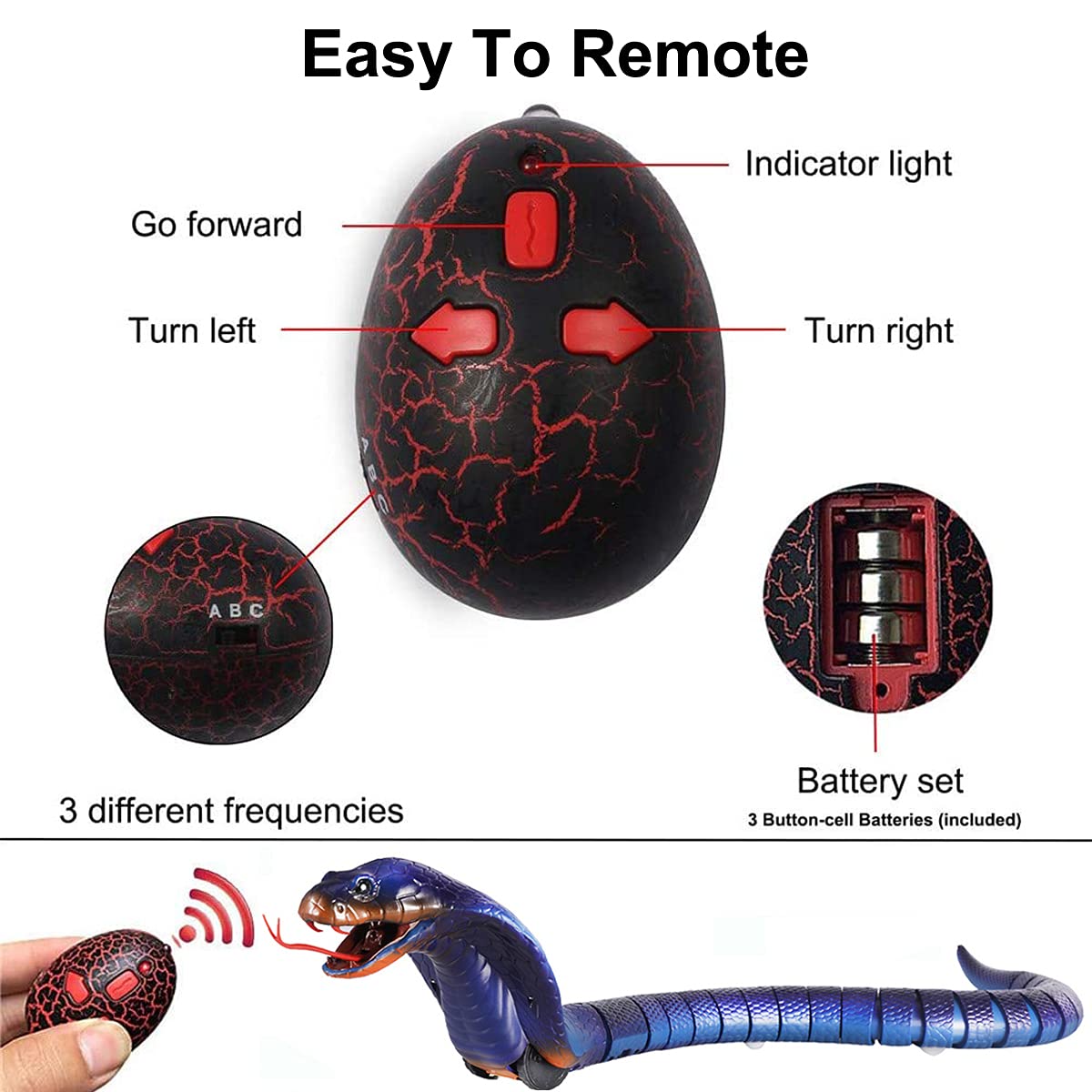 Gawertoy Remote Control Snake Toy For Kids, 17'' Rechargeable Realistic Rc Snake Naja Cobra Toy With Retractable Tongue And Swin