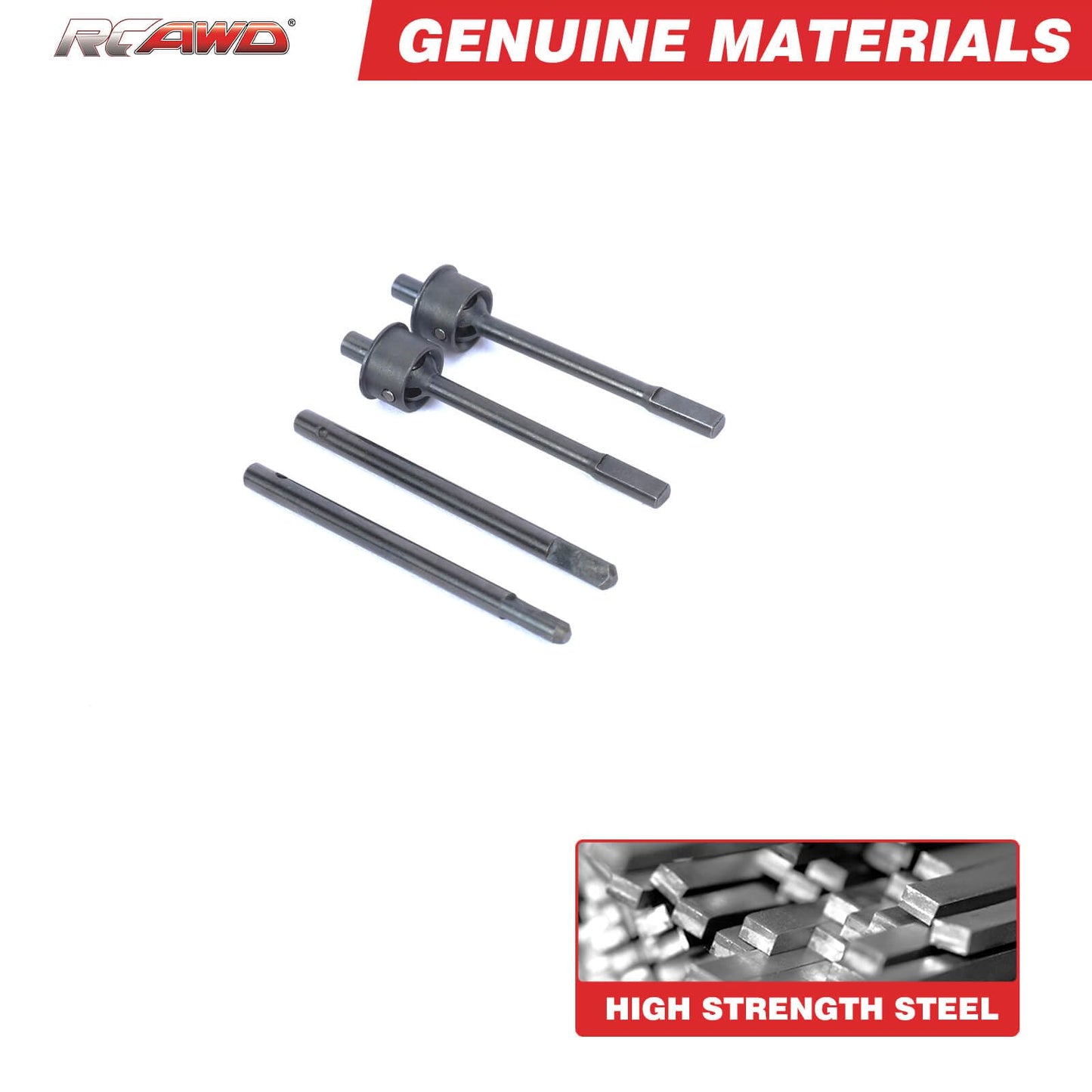 RCAWD Front & Rear CVD Drive Shaft & Axle Shaft Set for Hobby Plus CR-18P Rock Van, T-Hunter, Trail Hunter Upgrades, #45 Steel P