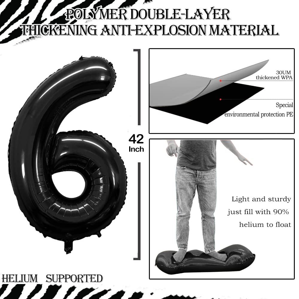 Goer Number 16 Balloons For 16Th Birthday Sweet 16 Party Decorations,42 Inch Jumbo Foil Helium 61 Balloons For 61St Birthday Party Decoration (Black)