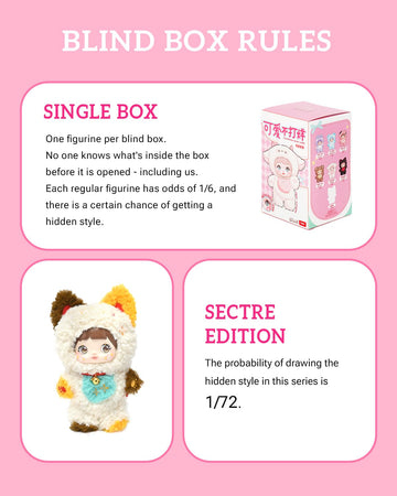 CULLOK Nommi Blind Box Figures, 1 PC Nommi Loveliness Never Ends Series Plush Blind Box (1 of 7 Possible Styles), Kawaii Vinyl P