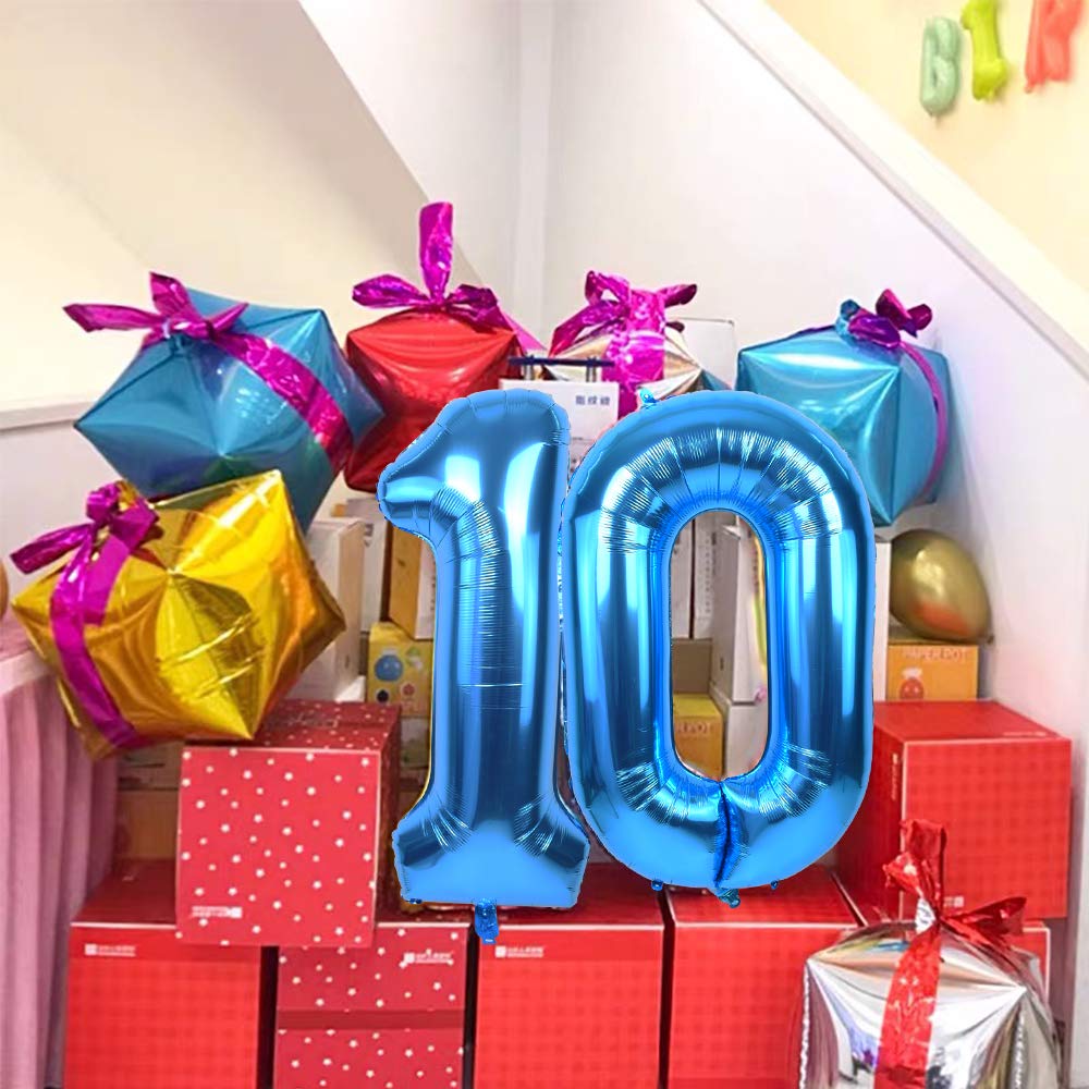 Toniful 40 Inch Blue Large Numbers Balloon Birthday Party Decorations, Foil Mylar Big Number Balloon Digital 18 For 18Th Birthda