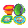 Gosu Toys Foldable Sand Bucket Expandable Sand Pail Square and Circle for Beach Multi Purpose for Kids Collapsible Silicone Buck
