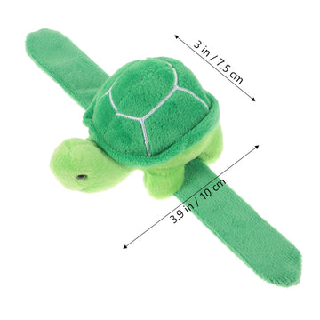Abaodam 2pcs Turtle Slap Bracelet Plush Stuffed Animal Slap Bracelet Hugger Snap Wrist Band for Kids Birthday Party Gifts