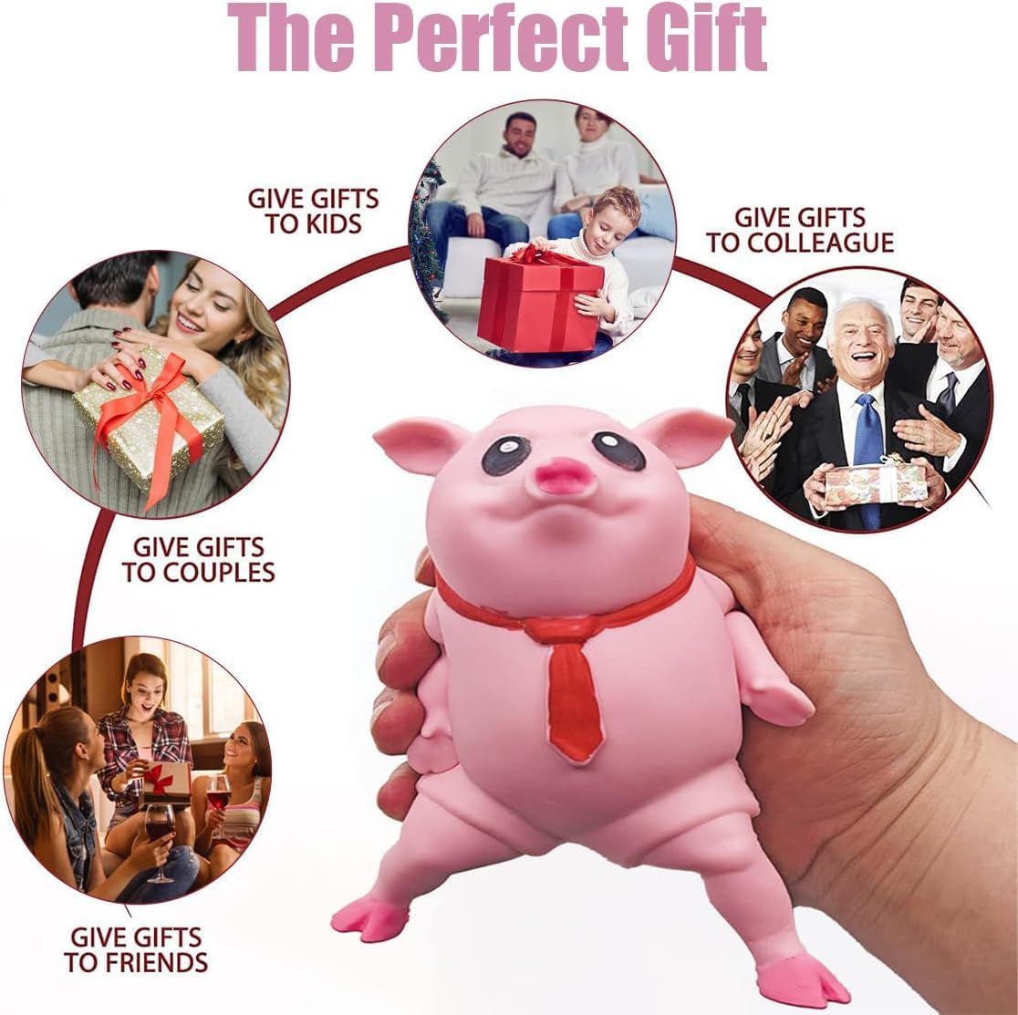 YJHWLF Stretchy Rubber Pig Toy - 5.5" Soft Decompression Doll, High-Elastic, Pig-S Color, Thermoplastic Rubber