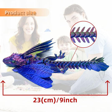 SGYYSG 3D Printed Feathered Wyvern Dragon Toy, Articulated Desktop Pet, 3 inches, Red Blue Green, Model SGYYSG-FWD-001