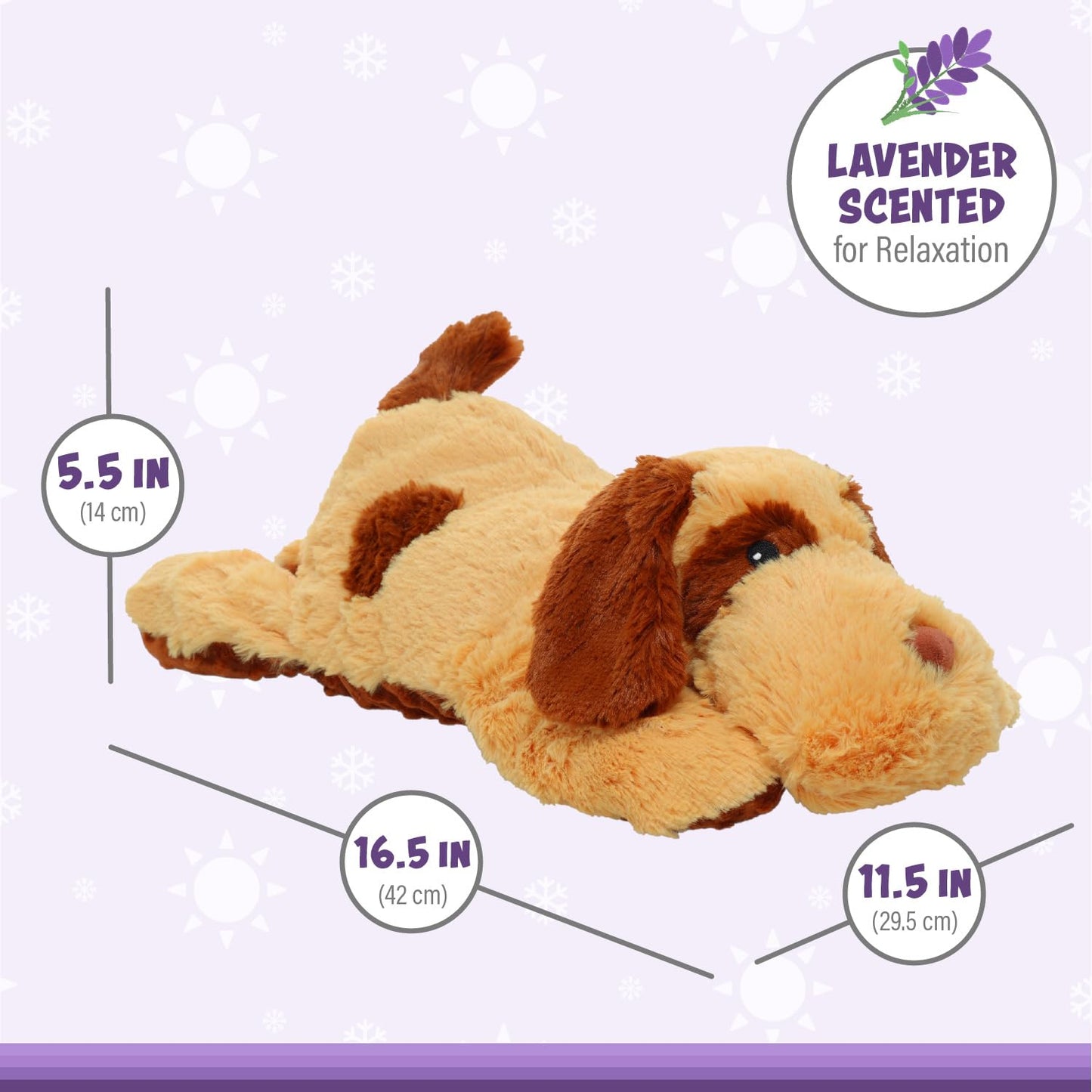 1I4 Group Jumbo Weighted Hugs By Warm Pals - Dog - 4Lbs - Cozy Microwavable Lavender Scented Plush Toys - Stuffed Animal - Calmi