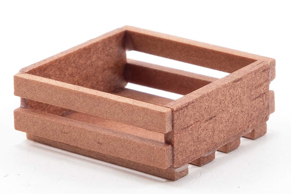 Dollhouse Miniature Slat Wood Crate, Walnut
