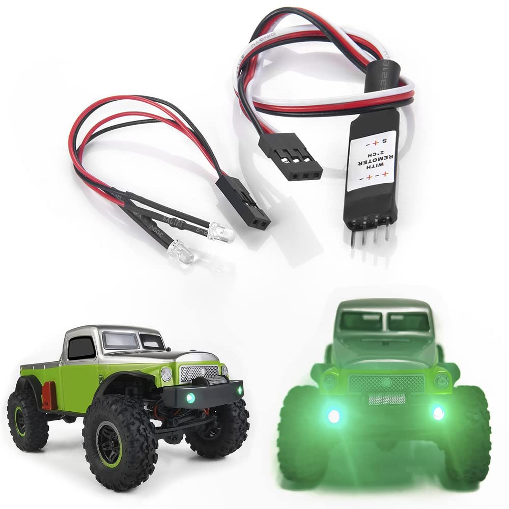 RCHUBAM RC LED Headlights with Light Switch Control Module CH2 for 1/24 Axial SCX24 AXI00004 RC Crawler Car Green