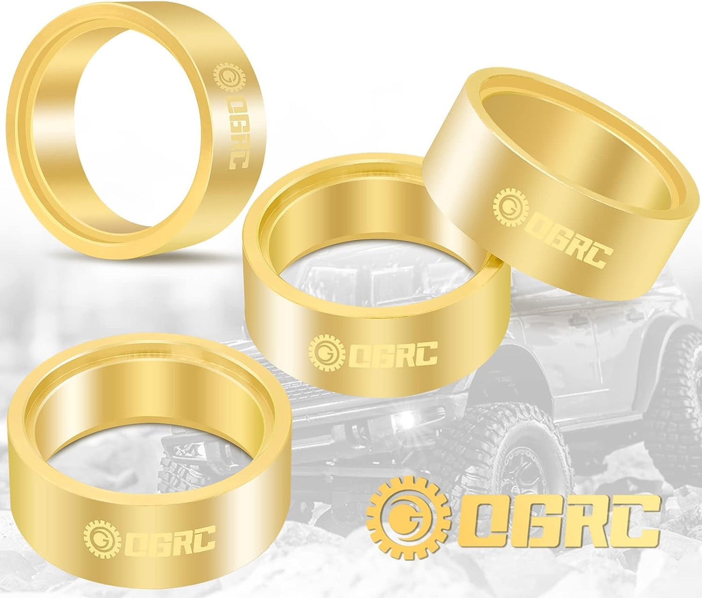 OGRC 1.0 Inch Brass Internal Beadlock Ring 92g Heavy Wheel Weighted Clamp Ring Fits RC Wheel Rims for TRX4M SCX24 1/18 1/24 RC C