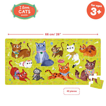 Banana Panda I Love Cats Floor Puzzle - 26" x 12.6", Multicolor, Cardboard, Model 49288