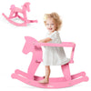 Belleur Wooden Rocking Horse for Toddlers 1-3, Pink, Ride-on Toy with Removable Fence, Model RHWR001_B1