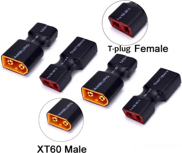 FPVDrone Male XT60 to Female T-Plug Connector Adapter No Wires RC LiPo Battery Connectors for Male XT60 to Female Deans Connecto