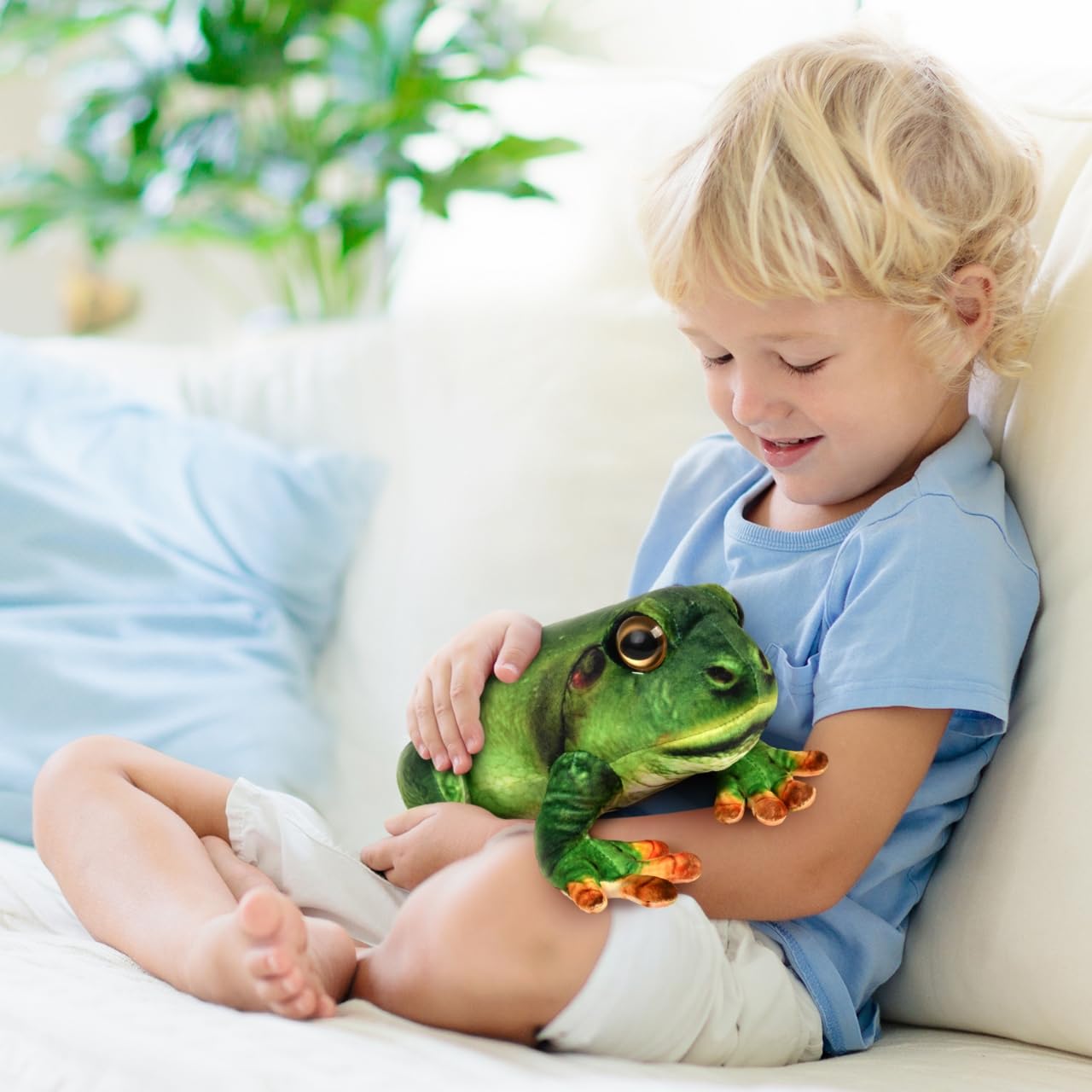 Madzee Plush Realistic Frog Stuffed Animal Toy 9 Inches, Soft Plushie Christmas Birthday Gifts For Boys Girls Kids Toddlers