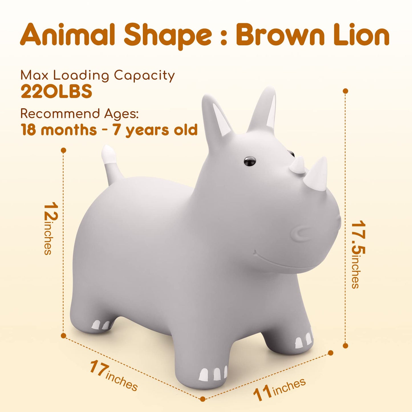Playzap Bouncy Horse Hopper, Bouncy Animals Hopper For Toddlers, Inflatable Jumping Ride On Bouncer, Kids Hopping Toys For 18M 2 3 Years Old Kids Boys Girls Gifts