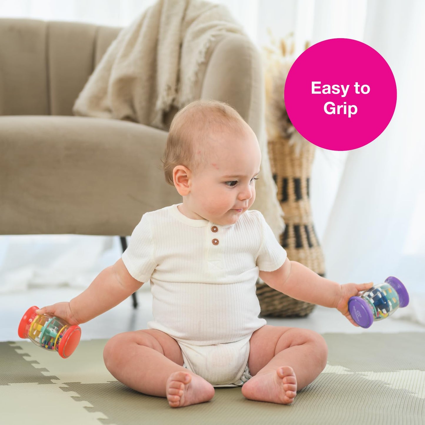 Edushape My First Rainstick 3 Inch - Set of 2 Rainmaker Toys For Babies, Sensory Tubes Musical Instrument - Rain Stick Baby Toy