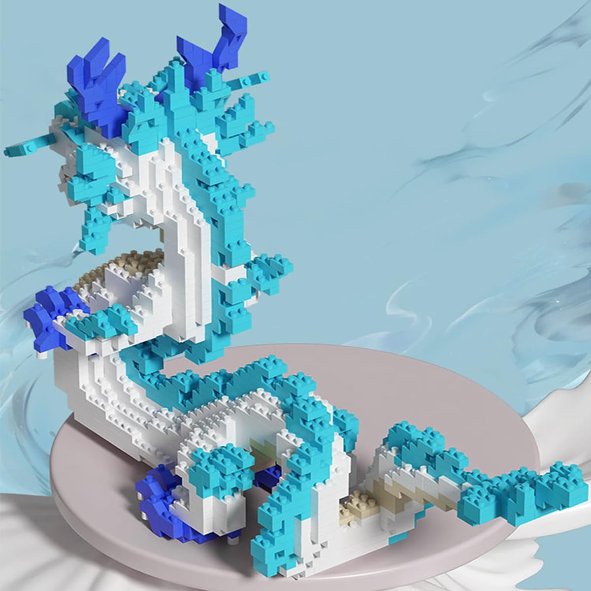 HONLANCH Dragon Series Micro Building Blocks Set - 2020 Pieces, Plastic, 10.2"x3.9"x10", Blue/White/Red/Yellow, Model JM20832