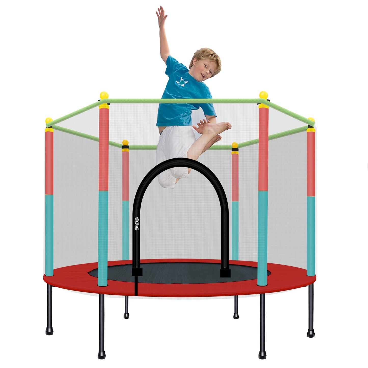 Toymate Kids Trampoline With Safety Enclosure Net - 5Ft Trampoline For Toddlers Indoor And Outdoor - Parent-Child Interactive Ga