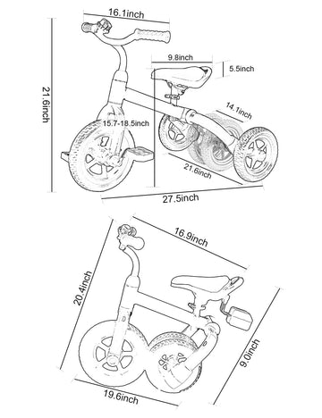 Ancaixin 3 In 1 Toddler Tricycles For 2-5 Years Old Girls And Boys With Adjustable Seat Detachable Pedal And Bell | Foldable Baby Balance Bike Riding Toys | Kids Birthday Christmas New Year Gift Pink