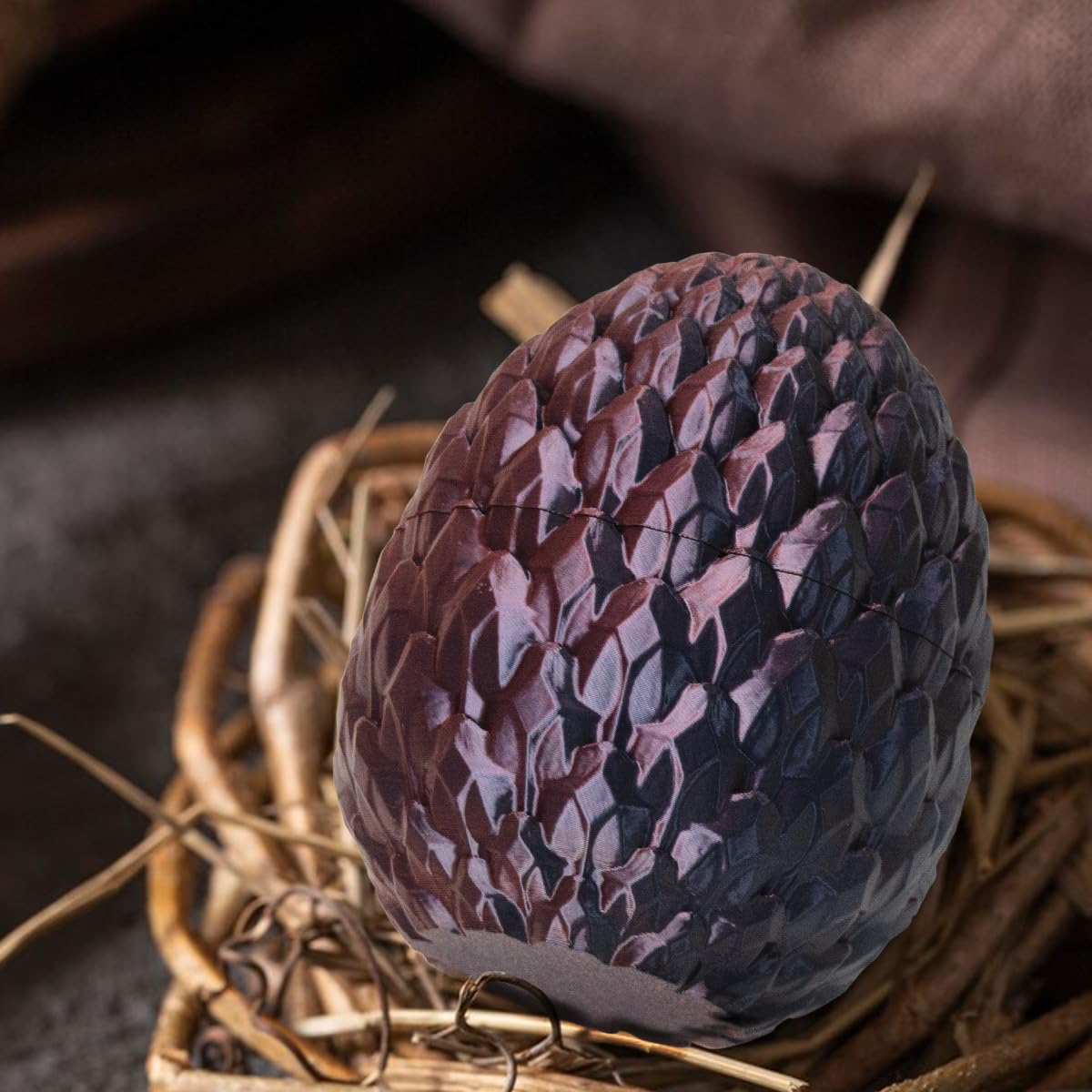 3D Printed Dragon Egg,Fidget Toy For Birthday, Executive Desk Toys For Adults And Kids (Black Red)